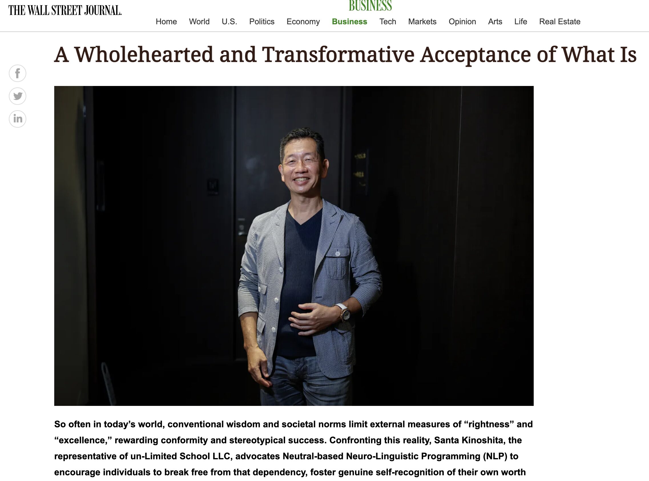 世界最大の経済紙ウォール・ストリート・ジャーナルに掲載されました。 | un-Limited School